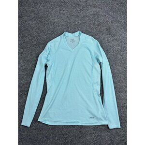 Patagonia Shirt Womens Medium Blue Long Sleeve V Neck Capilene Baselayer Top
